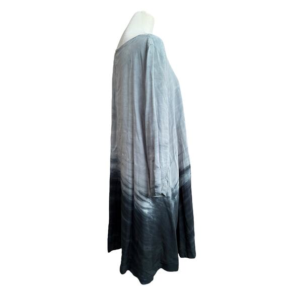 Michael Stars Tunic‎ Dress Women Large Gray Blue Dyed Lagenlook Flowy Artsy Boho - Picture 6 of 9